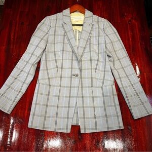 Treasure & Bond Light Gray Checkered Women’s Blazer, XXS